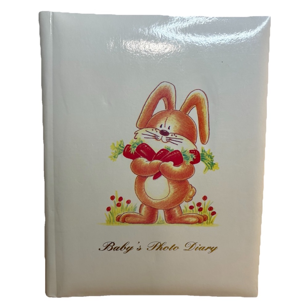 Vintage Baby Photo Diary Album Bunny Rabbit Shower Gift Present Memory Book